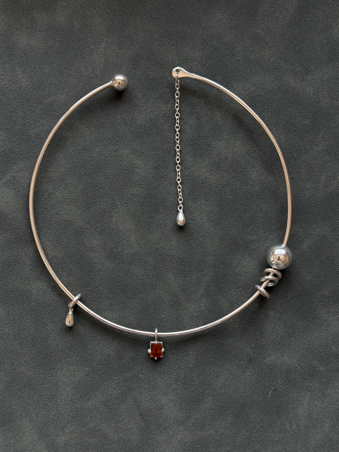 SILVER CITRINE CHOKER