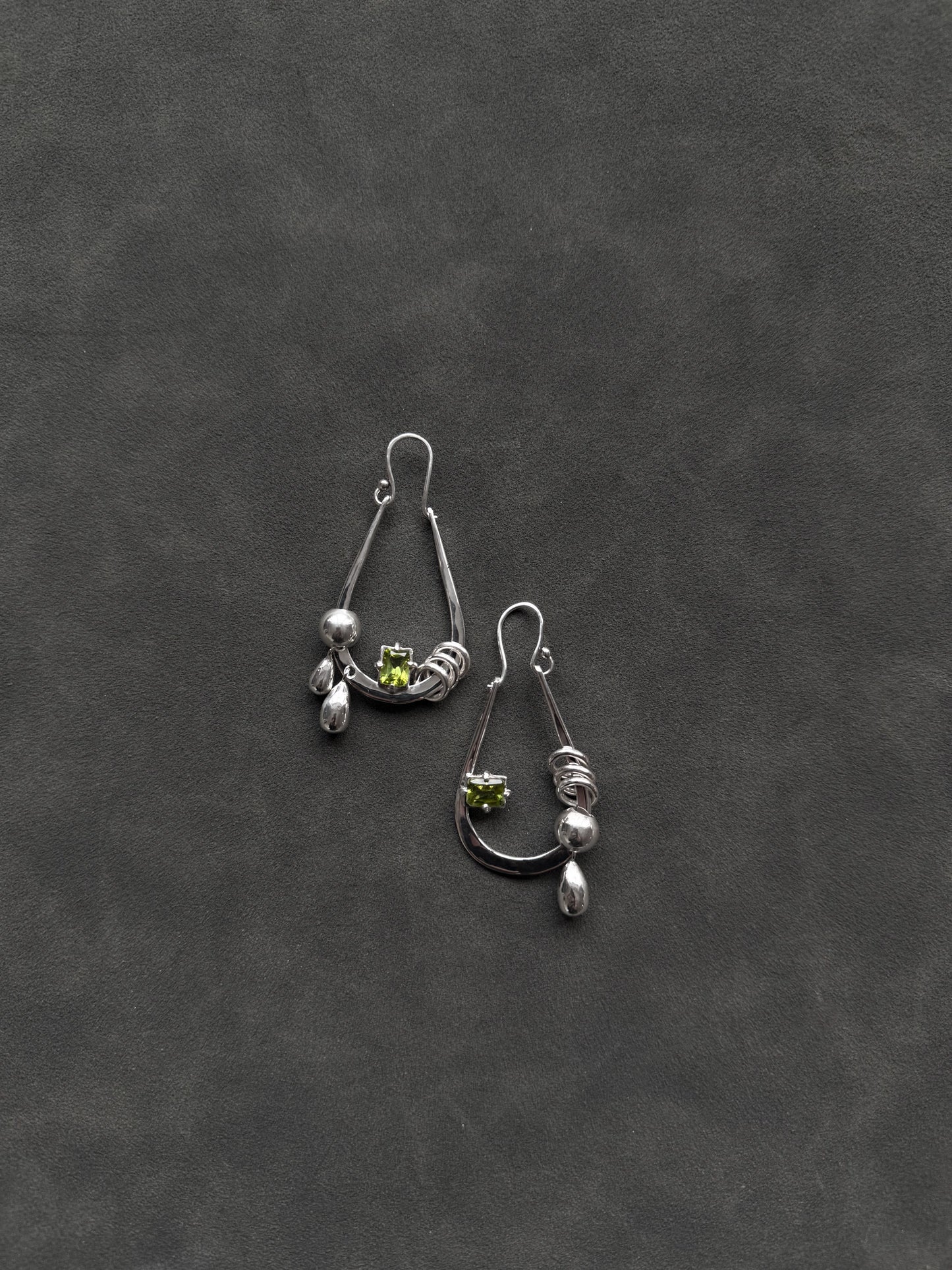 SILVER AND PERIDOT DROPS