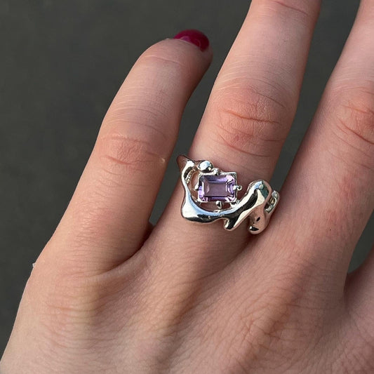 AMETHYST LIQUID METAL RING