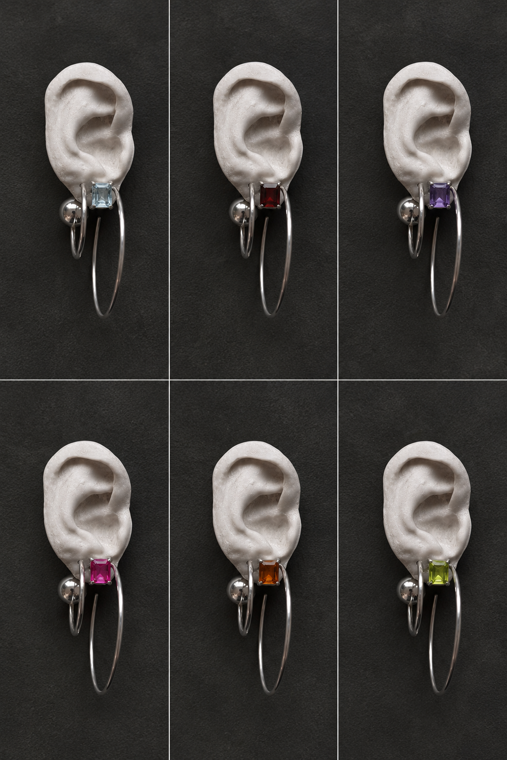 LARGE SIREN HOOPS- more gemstones available
