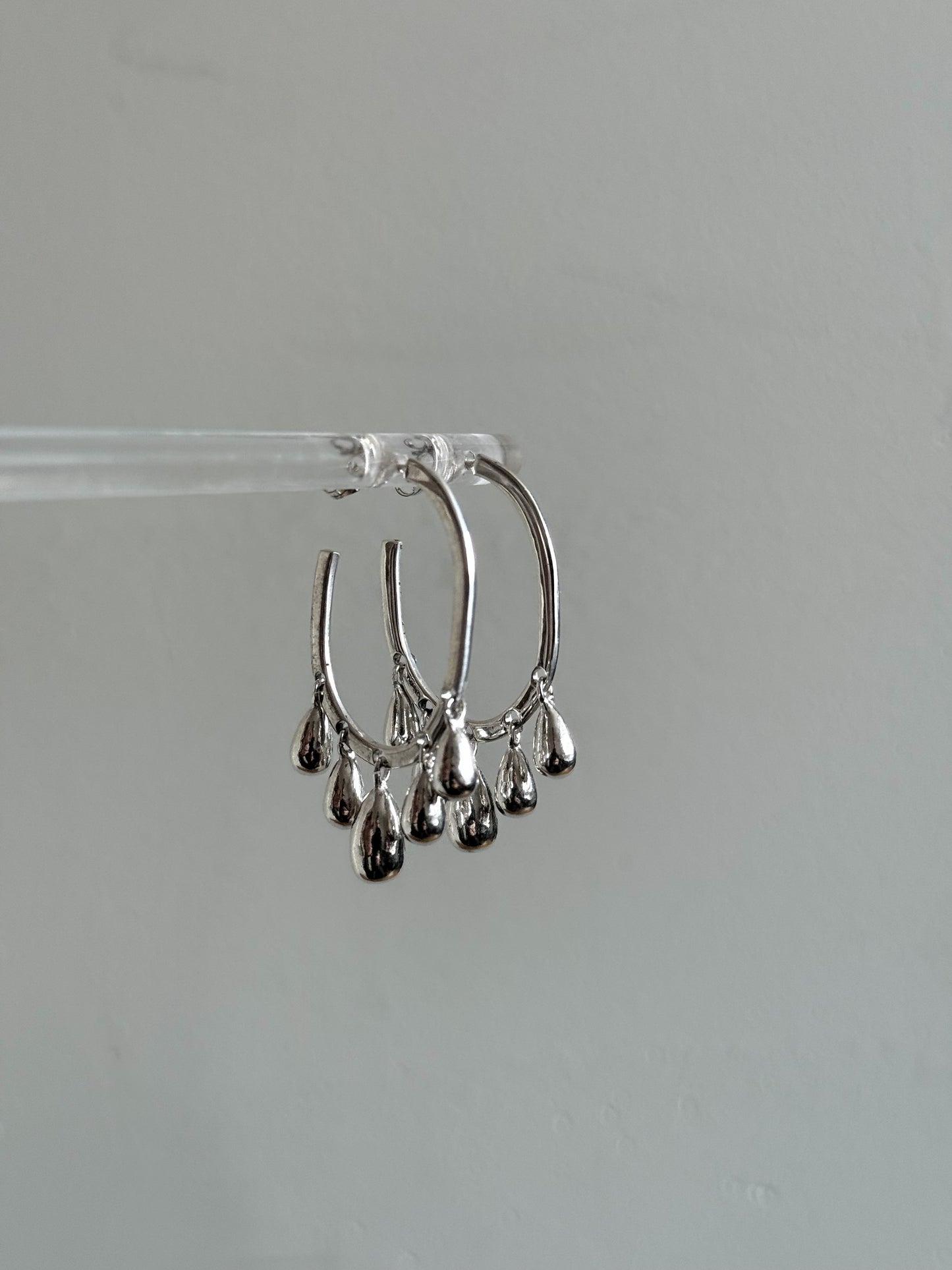 SILVER RAIN HOOPS