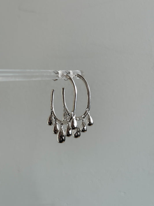 SILVER RAIN HOOPS