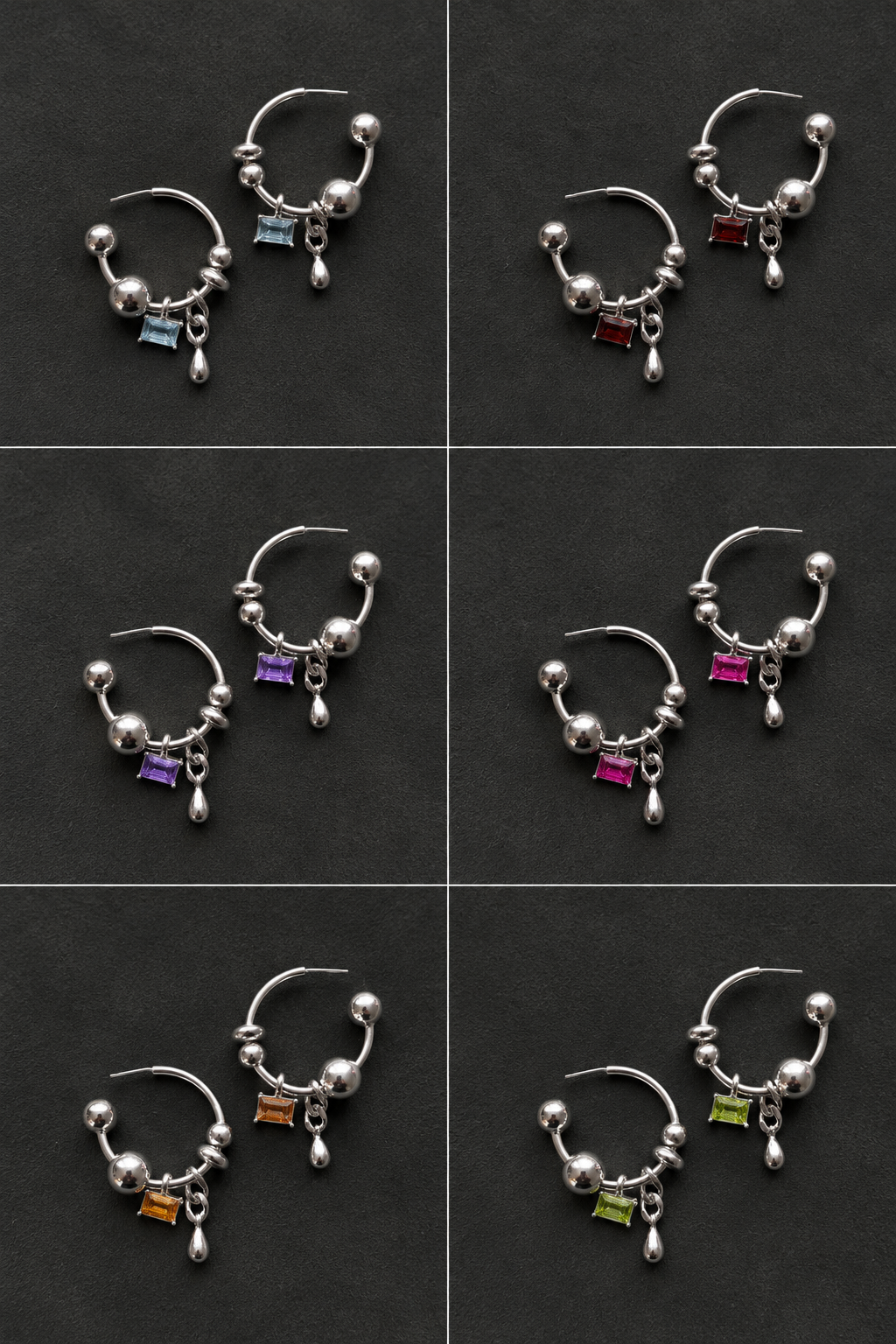 CHARM HOOPS - more gemstones available