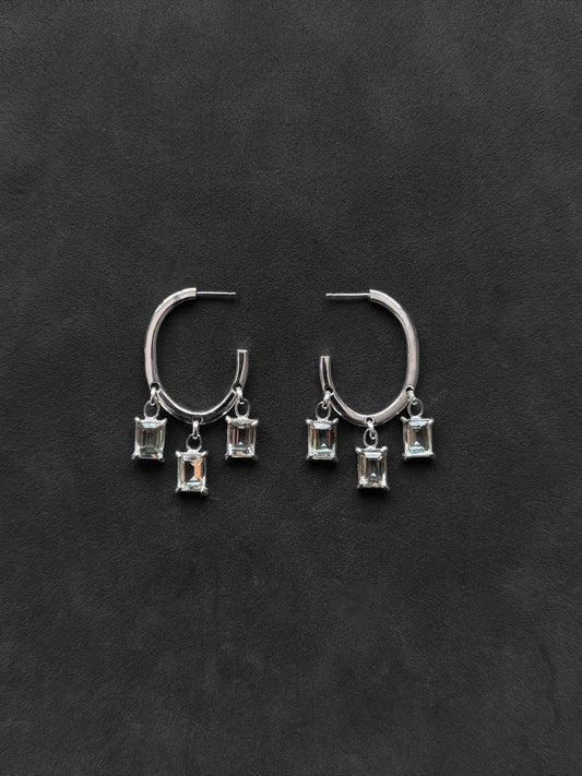 GREEN AMETHYST RAIN HOOPS