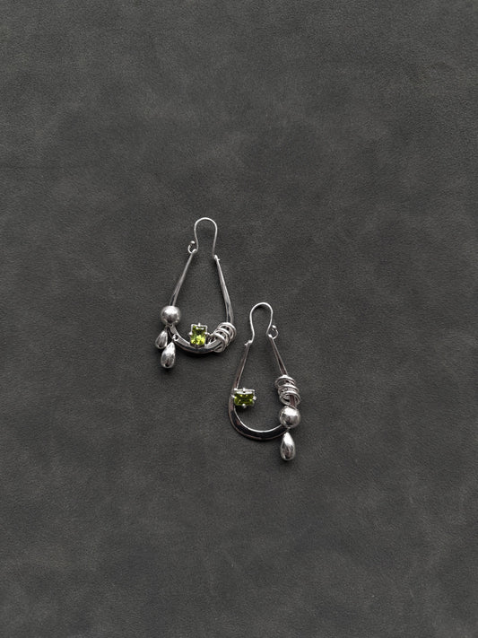 SILVER AND PERIDOT DROPS