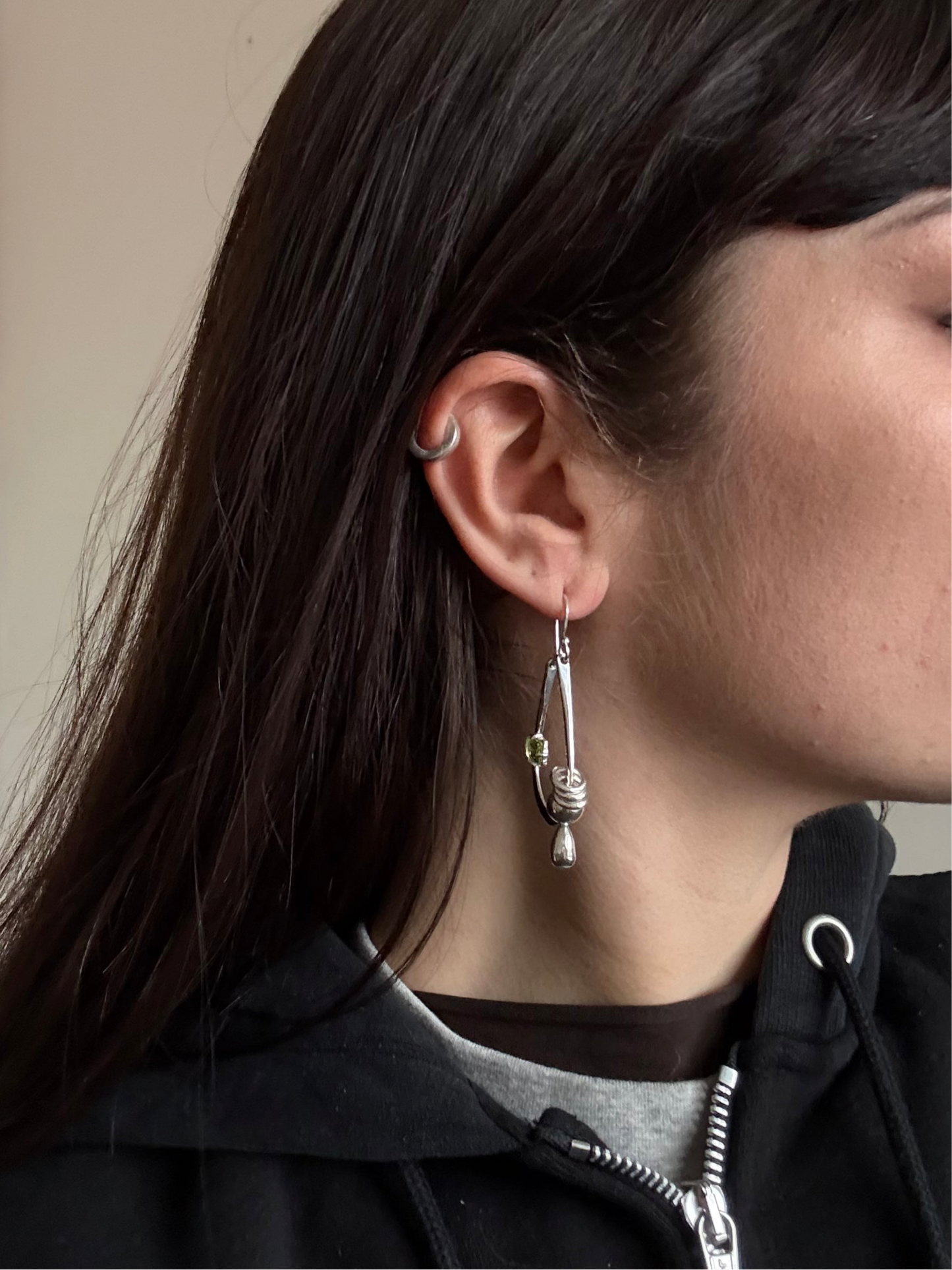 SILVER AND PERIDOT DROPS