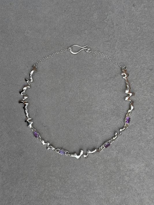 AMETHYST LIQUID METAL NECKLACE