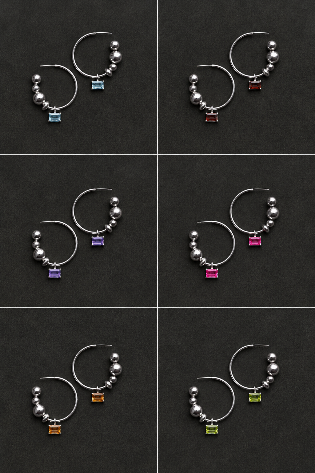 002 CHARM HOOPS - more gemstones available