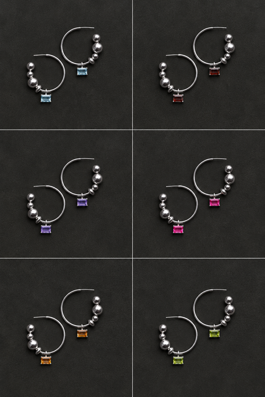 002 CHARM HOOPS - more gemstones available
