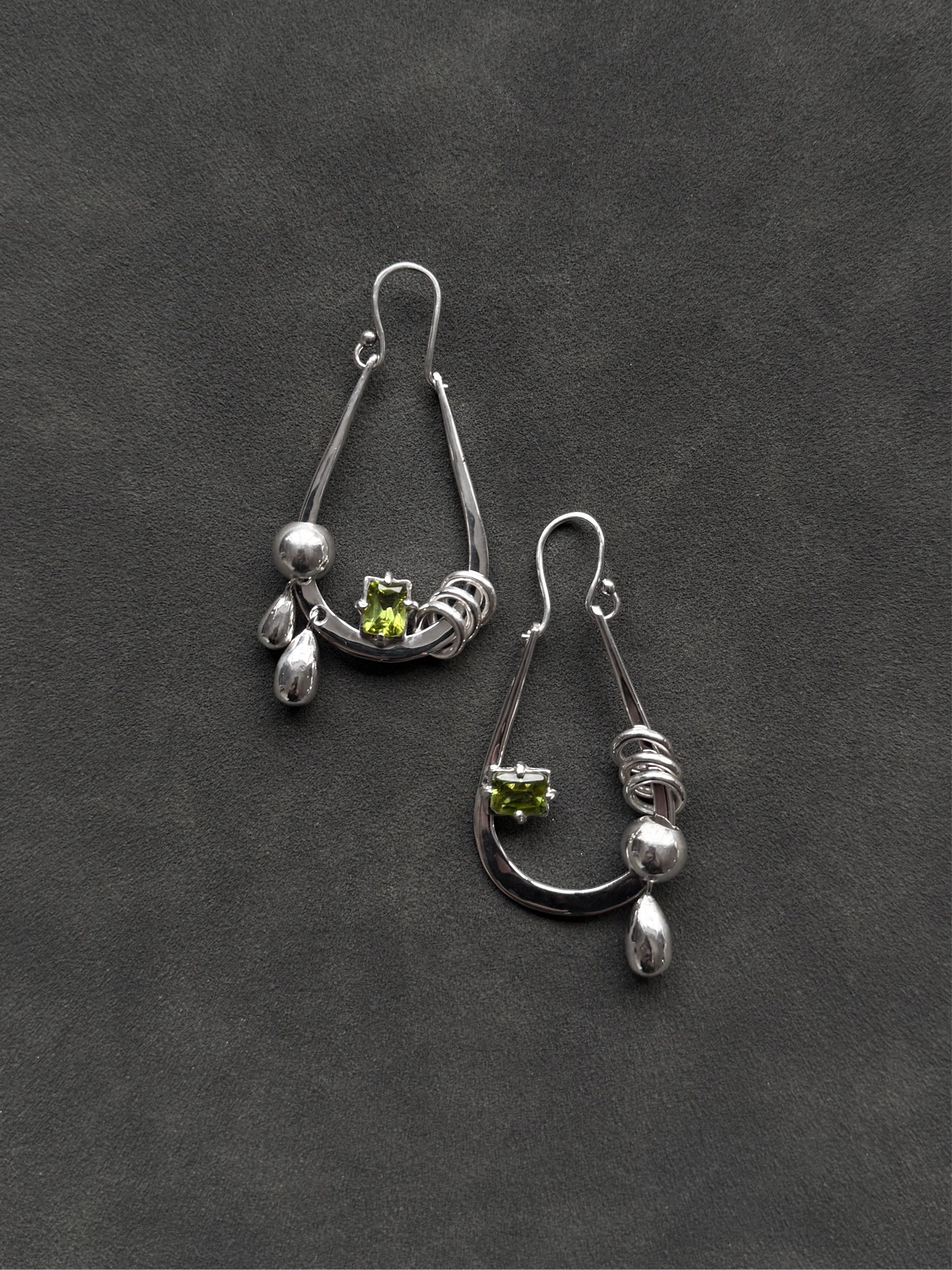 SILVER AND PERIDOT DROPS