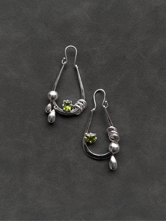 SILVER AND PERIDOT DROPS