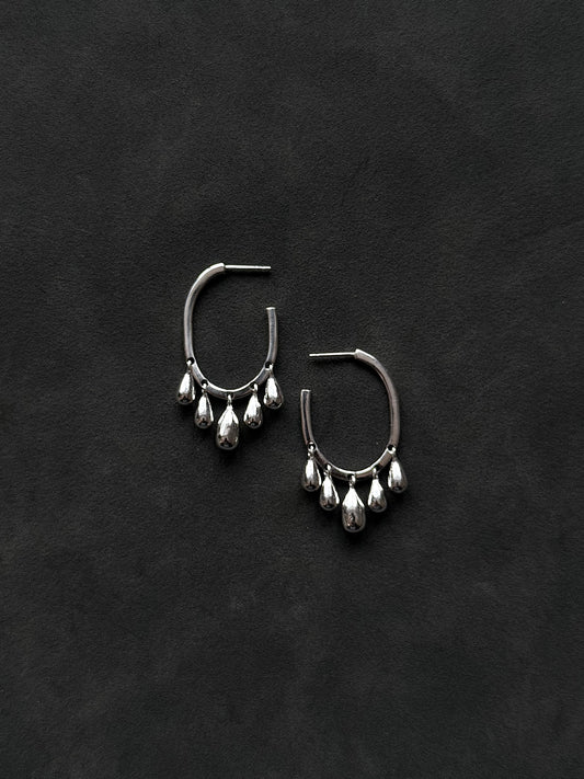 SILVER RAIN HOOPS