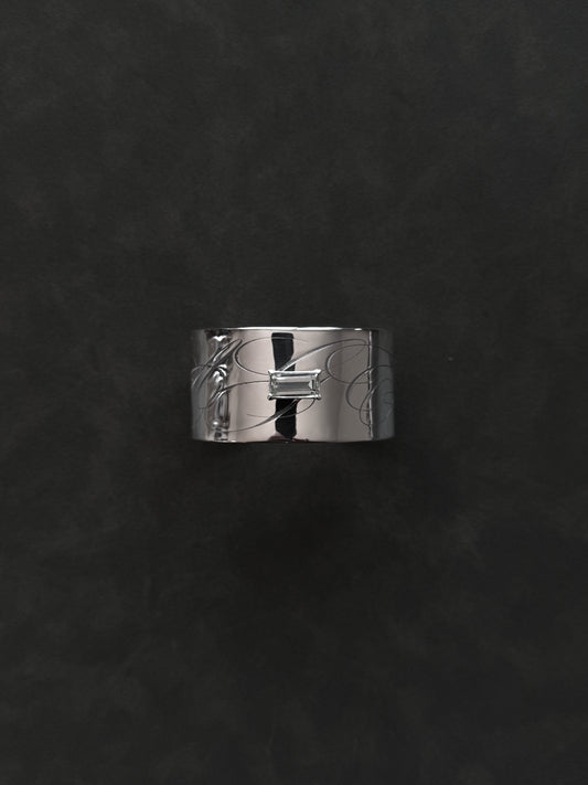 SILVER CUFF WITH GEMSTONE AND CUSTOM ENGRAVING