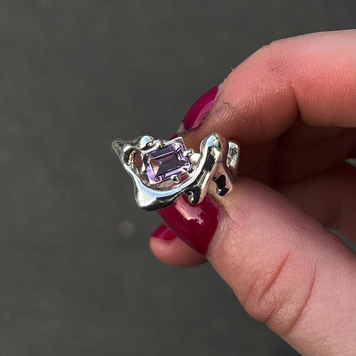 AMETHYST LIQUID METAL RING