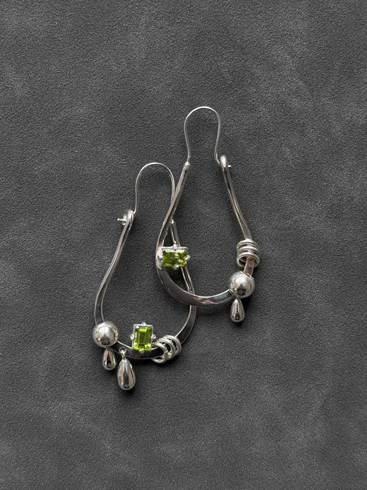 SILVER AND PERIDOT DROPS