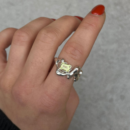 LEMON QUARTZ LIQUID METAL RING