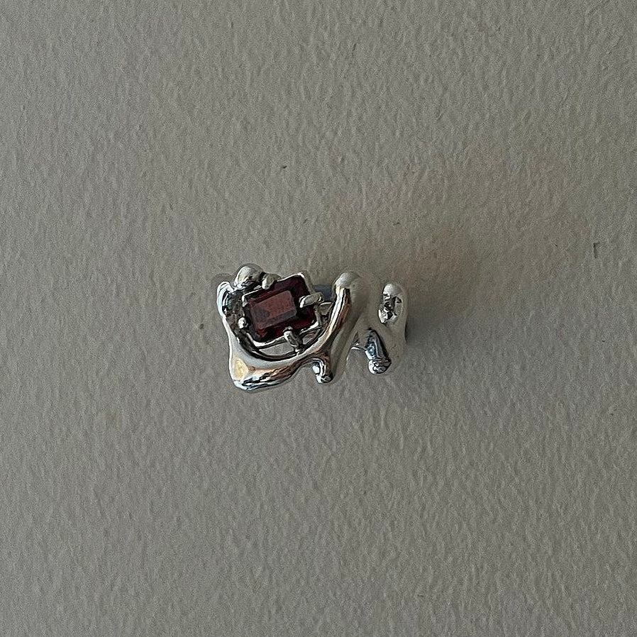 GARNET LIQUID METAL RING