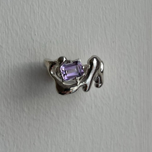 AMETHYST LIQUID METAL RING