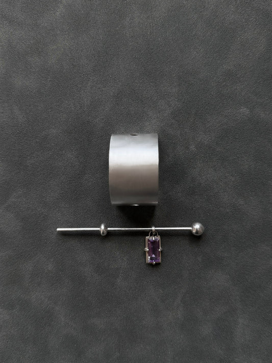 SILVER HAIR ACCESSORY WITH AMETHYST