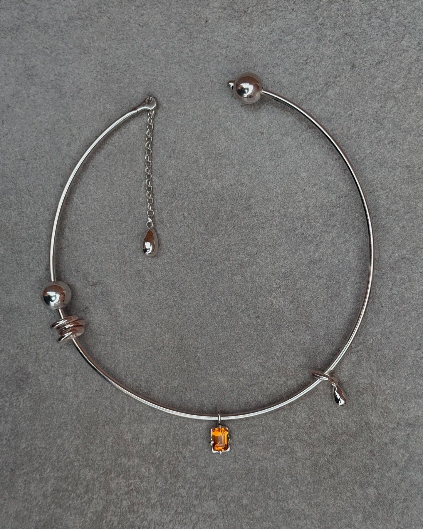 SILVER CITRINE CHOKER