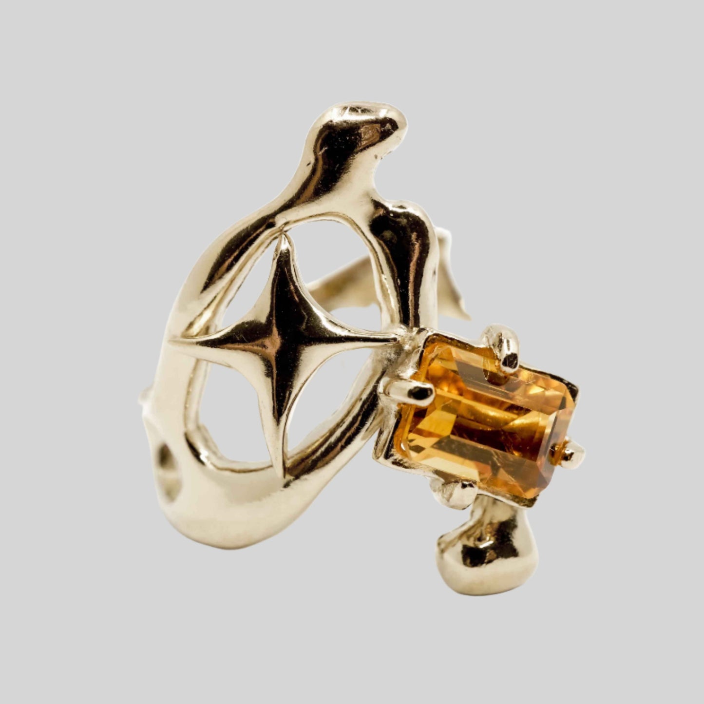 GOLD CITRINE ORBIT RING