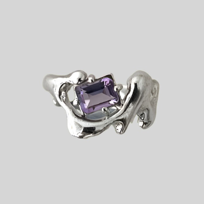 AMETHYST LIQUID METAL RING