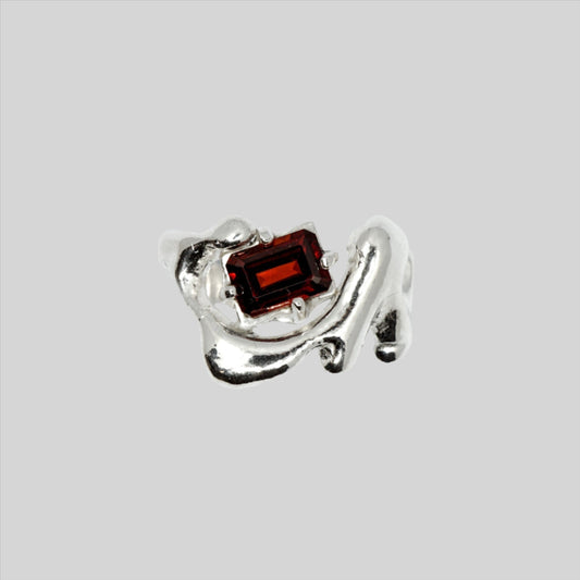 GARNET LIQUID METAL RING