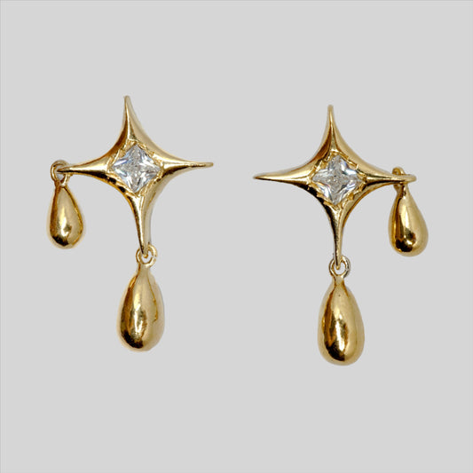 GOLD DRIPPING STAR EARRINGS