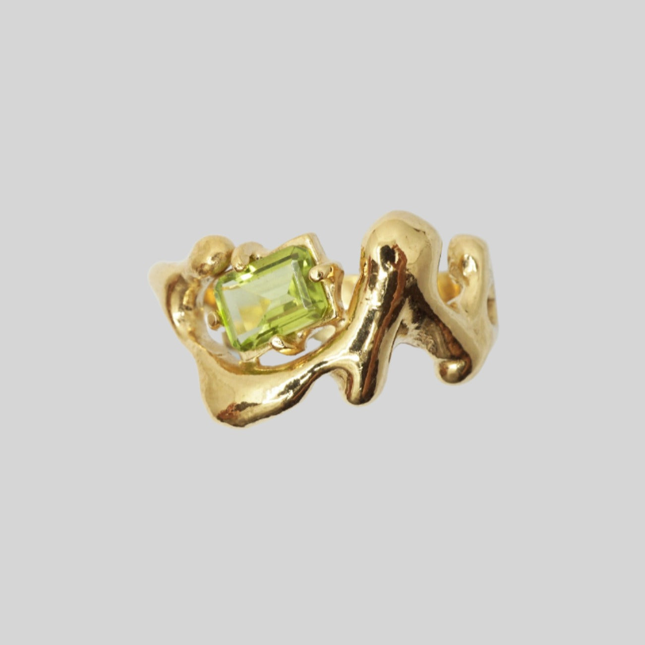 GOLD PERIDOT LIQUID METAL RING