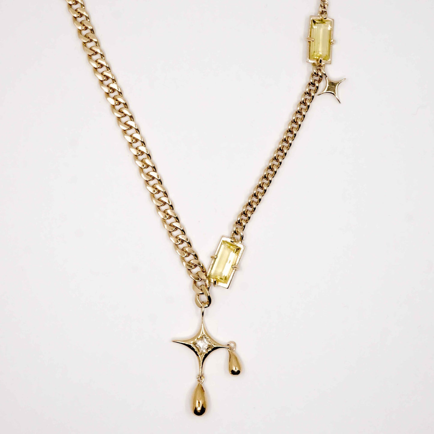 GOLD LEMON QUARTZ STAR NECKLACE