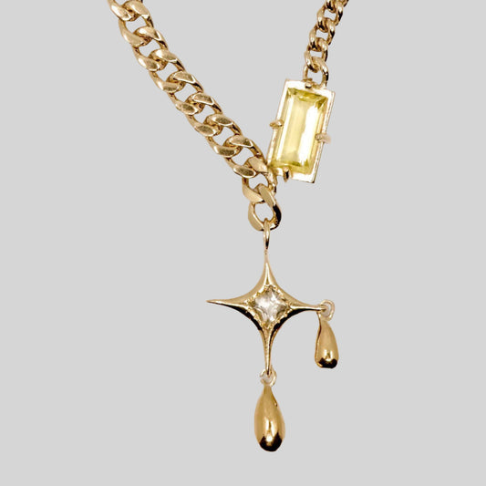 GOLD LEMON QUARTZ STAR NECKLACE