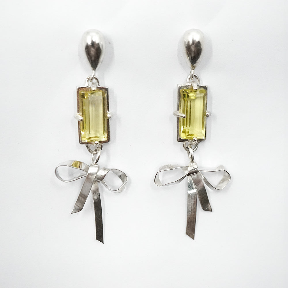 LEMON QUARTZ BOW EARRINGS