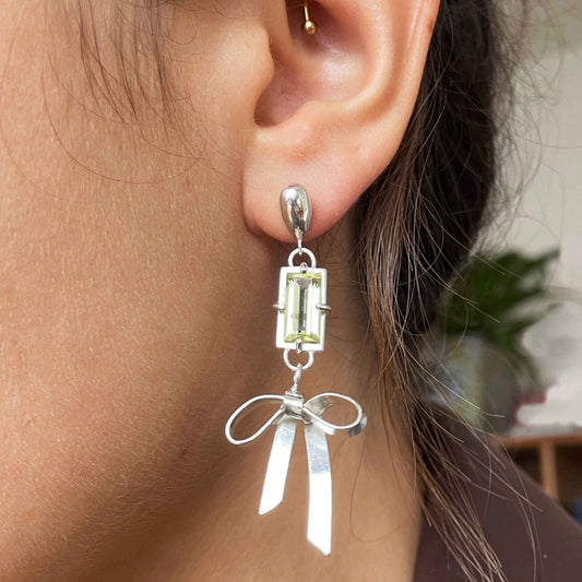 LEMON QUARTZ BOW EARRINGS