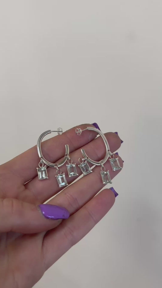 GREEN AMETHYST RAIN HOOPS