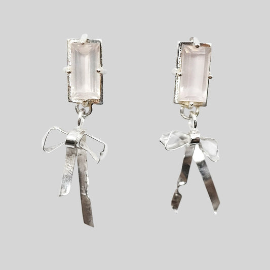 ROSE QUARTZ BOW EARRINGS