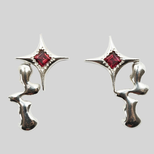 GARNET DRIPPING STAR EARRINGS